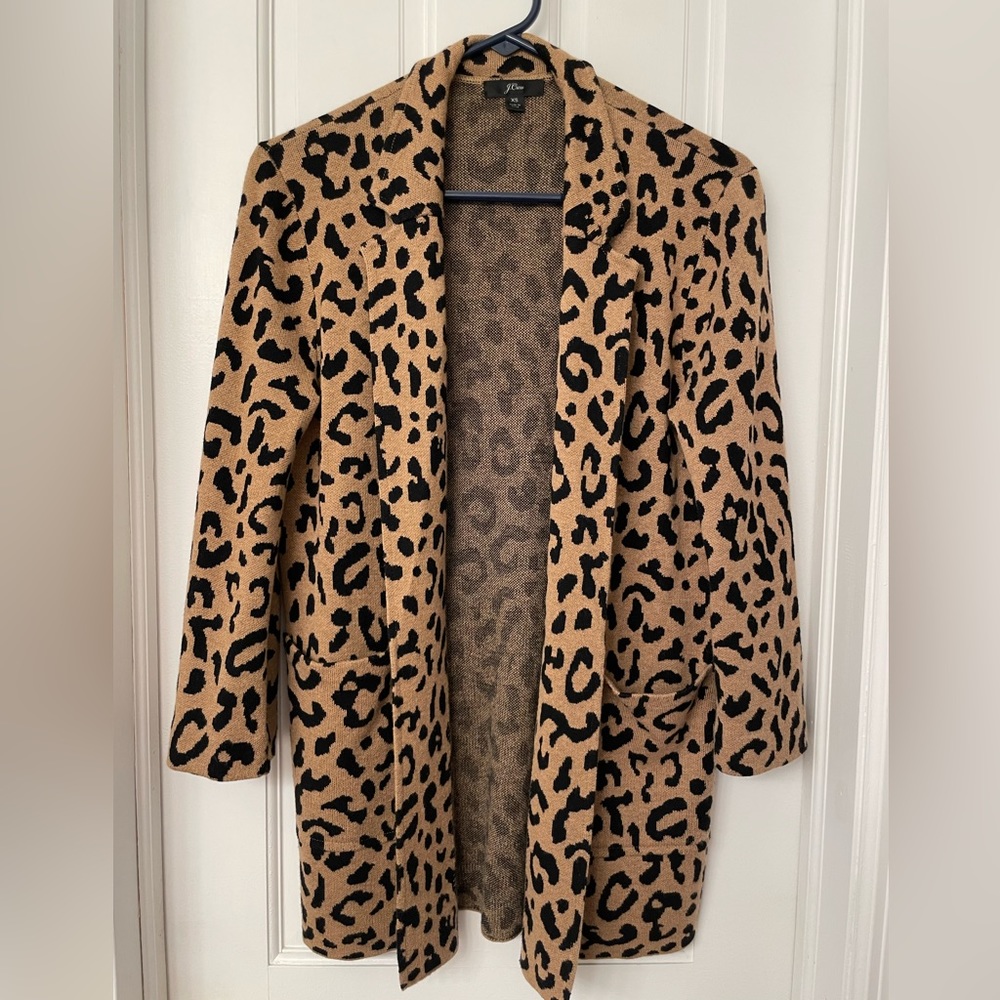 J. Crew Sweater Blazer XS Animal Print